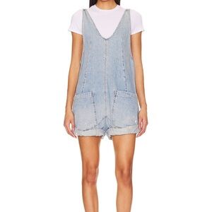 Free People Light Blue Denim Romper